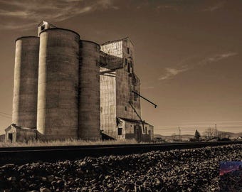 Grain Elevator | Rustic Railroad Photograph | Montana Artwork | Montana Photography