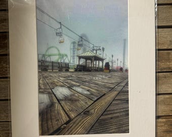 Jersey Shore Boardwalk Print: Misty Seaside Heights Photo, Beach House Decor (8x12 Matted)