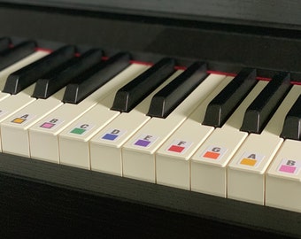 Color Coded Piano / Keyboard Stickers - Removable Labels