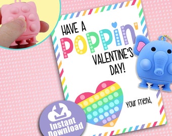 Pop It Valentine's Day Card Printable: Classroom Gift (DIY, Instant Download)