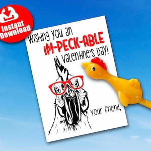 Poulet Saint-Valentin imprimable. TÉLÉCHARGEMENT IMMÉDIAT. Bricolage. Poulet volant en caoutchouc, drôle de Saint-Valentin.