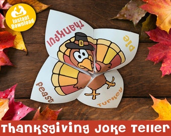 Thanksgiving Joke Teller: Printable Cootie Catcher Activity (Instant Download)