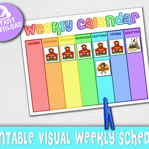 Kids Weekly Calendar and Planner, Instant Download, PDF, Printable Daily Tasks and Weekly Planner for Child