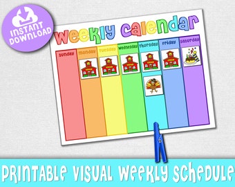 Kids Visual Weekly Calendar: Printable Daily Planner (PDF)