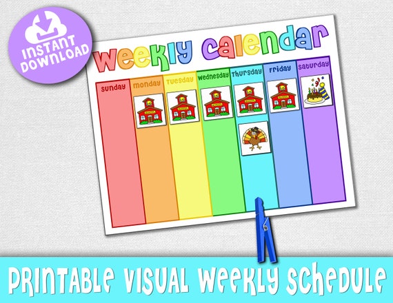 Kids Weekly Calendar and Planner Instant Download PDF - Etsy