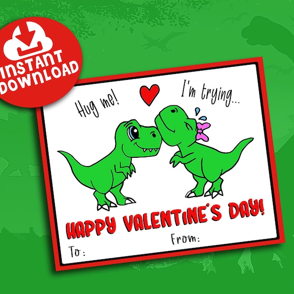Dinosaur Valentine Printable - Etsy