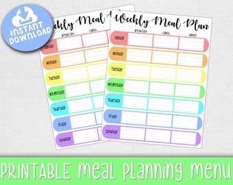 Weekly Meal Planner Printable: Colorful Family Menu (PDF Download)