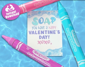 Soap Valentine Printable. INSTANT DOWNLOAD. DIY Soap Themed Valentine's Day Cards.