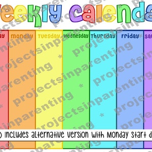 Kids Weekly Calendar and Planner, Instant Download, PDF, Printable ...