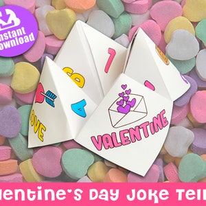 Valentine&#39;s Day Joke Teller, Cootie Catcher, Fortune Teller, Printable, Instant Download, Valentine Activity