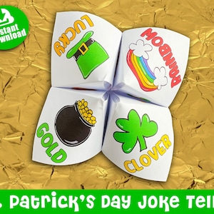 St. Patrick&#39;s Day Joke Teller, Cootie Catcher, Fortune Teller, Printable, Instant Download, St Patricks Day Activity