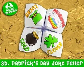 St. Patrick's Day Joke Teller, Cootie Catcher, Fortune Teller, Printable, Instant Download, St Patricks Day Activity