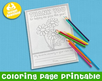 Teacher Appreciation Coloring Page: Thank You Card Printable (Digital File)
