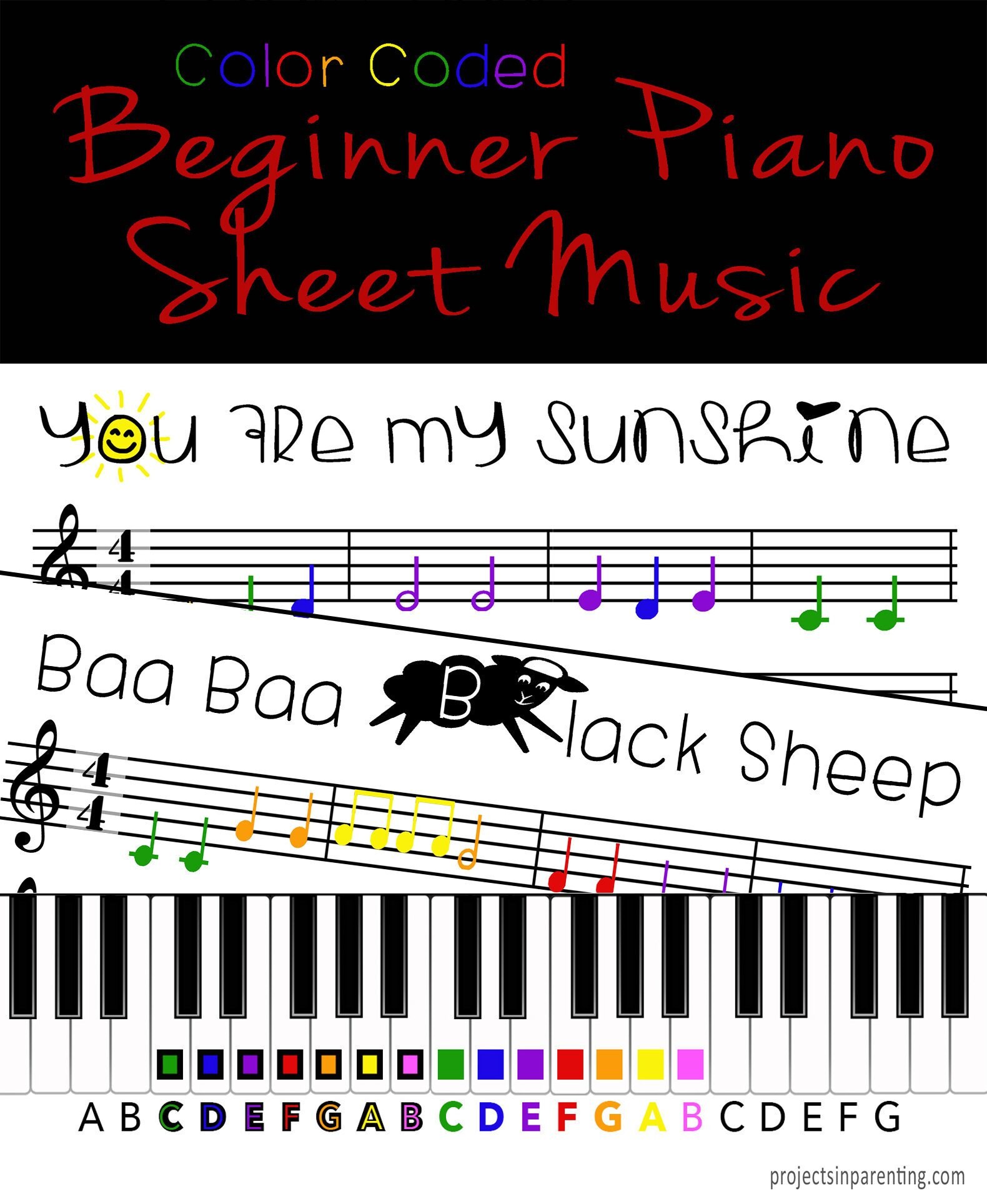 You Are My Sunshine And Baa Baa Black Sheep Color Coded Etsy