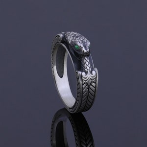 Mens Mythological Ouroboros Ring Silver Snake Signet Serpent Ring, 925 Handmade Talisman Ring, Viking Jewelry Mystical Eternity Custom Ring