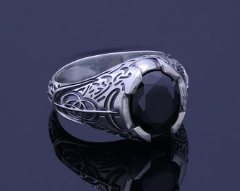 Großer Runen Handgemachter Silber Ring, Scherbenträger Herren Ring, Spiel Schmuck, Sonderanfertigungen nach Maß
