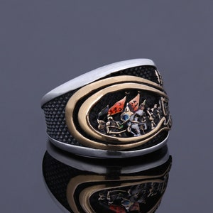 Ottoman Heraldic Fatih Sultan Emperor Ring, Heraldic Personalized Silver Jewelry, Custom Family Crest Ring, Anniversary Gift For Turkish Men