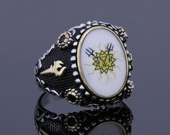 Unique Mens Sigil Of Lucifer Ring For Men Silver Men Jewelry Satanist Silver Engraved Devil Seal of Satan Ring Custom Made Baphomet Ring