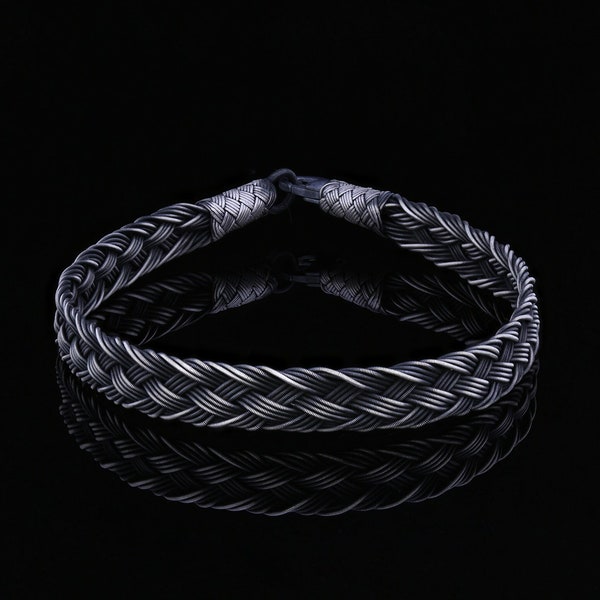 Bracelet en tricot argenté, bracelet noeud celtique, cadeau d'anniversaire nordique pour homme, bijoux irlandais unisexe faits à la main vintage, bracelet tressé antique