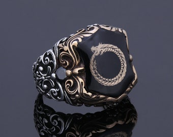 OFERTA LIMITADA Hombres Mitológico Ouroboros Anillo Plata Serpiente Sello Serpiente Anillo, Talismán Viking Compromiso Joyería Mística Anillo de Eternidad