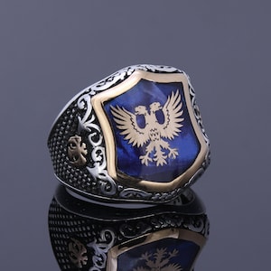 Scottish Rite Ring, Doppelkopf Adler Schild Wappen Ring, benutzerdefinierte Masonic Freimaurer Schmuck, Knights Templar Herrenring
