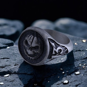 Pumpkin Silver Ring, Creative Halloween Jewelry, Ghost Statement Pumpkin Ring, Bat Signet Ring, Halloween Gift, Custom Silver Ring