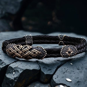 Mens Celtic Knot Bracelet, Nordic Anniversary Gift For Men Vintage Leather Bracelet, Irish Jewelry For Husband, Daily Engraved Custom Made