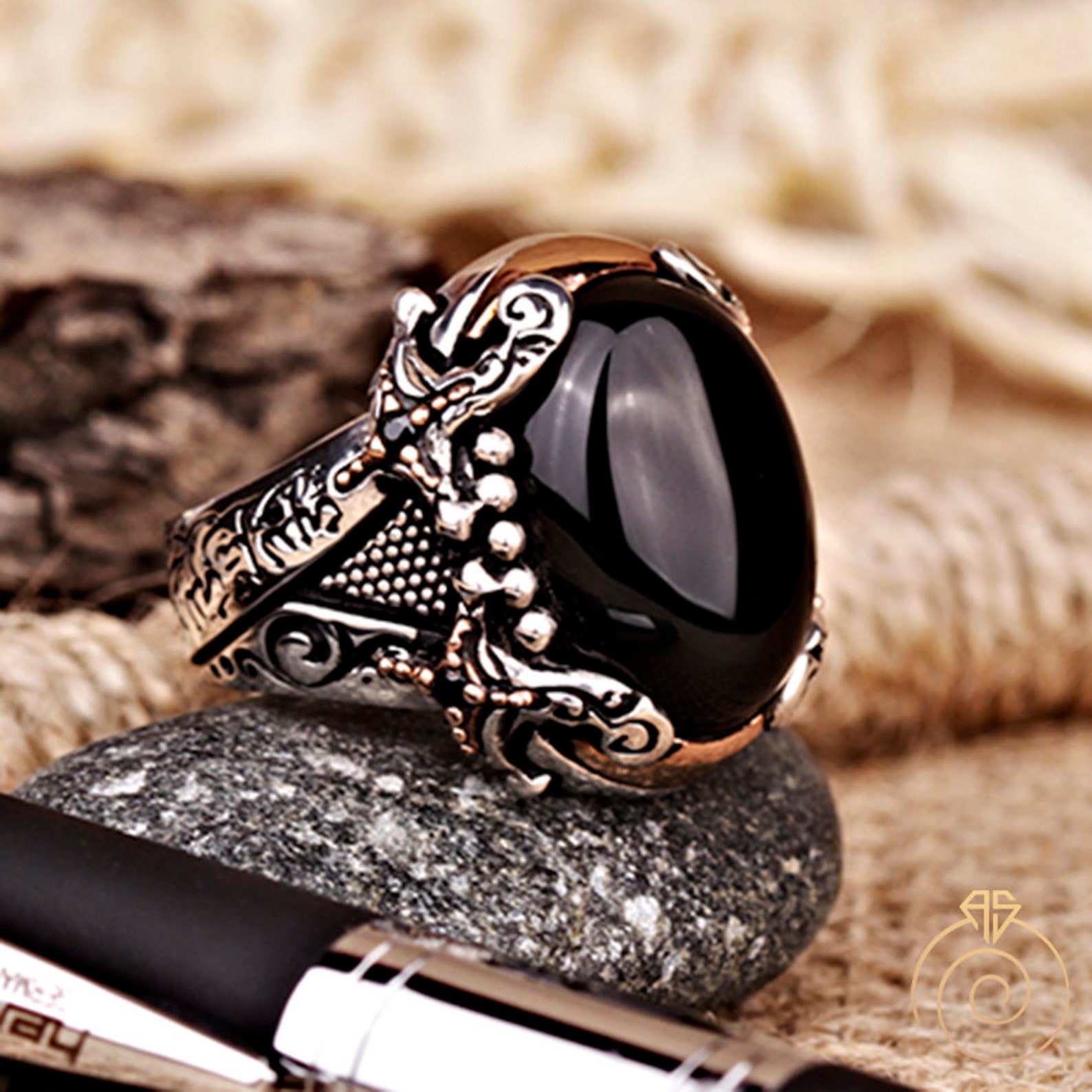 Mens Black Onyx Ring Islamic Ring Muslim Ring Islam Man Etsy