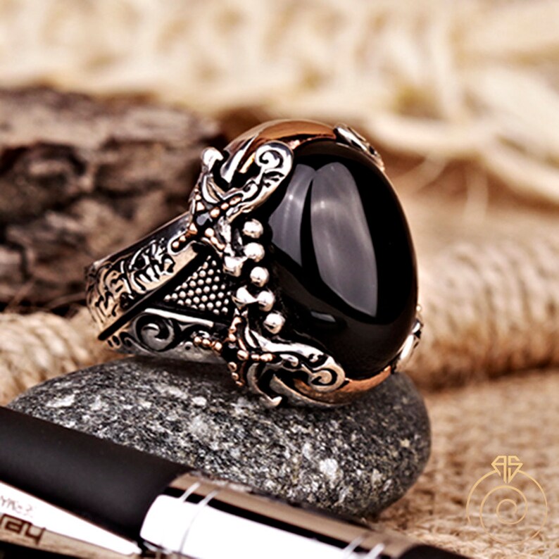 Mens Black Onyx Ring Islamic Ring Muslim Ring Islam Man Etsy