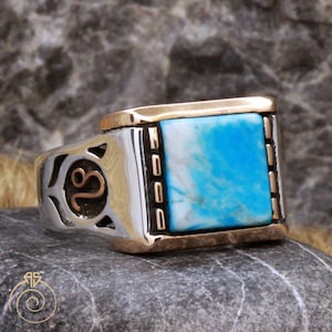 Men’s Leo Zodiac Ring, Unique Turquoise Gemstone Leo Signet Ring, Leo Jewelry, Personalized Zodiac Ring, Astrology Sign Ring, Horoscope Gift