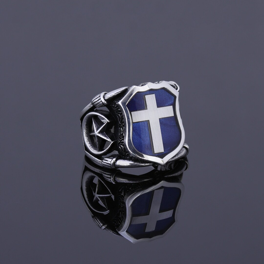 Mens Christian Ring Christianity Cross Customized Alpha Omega Etsy Canada