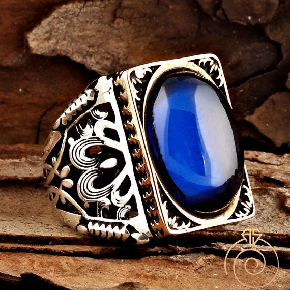 Dark Australian Blue Sapphire Vintage Men's Ring 9 Carat Yellow Gold –  Imperial Jewellery