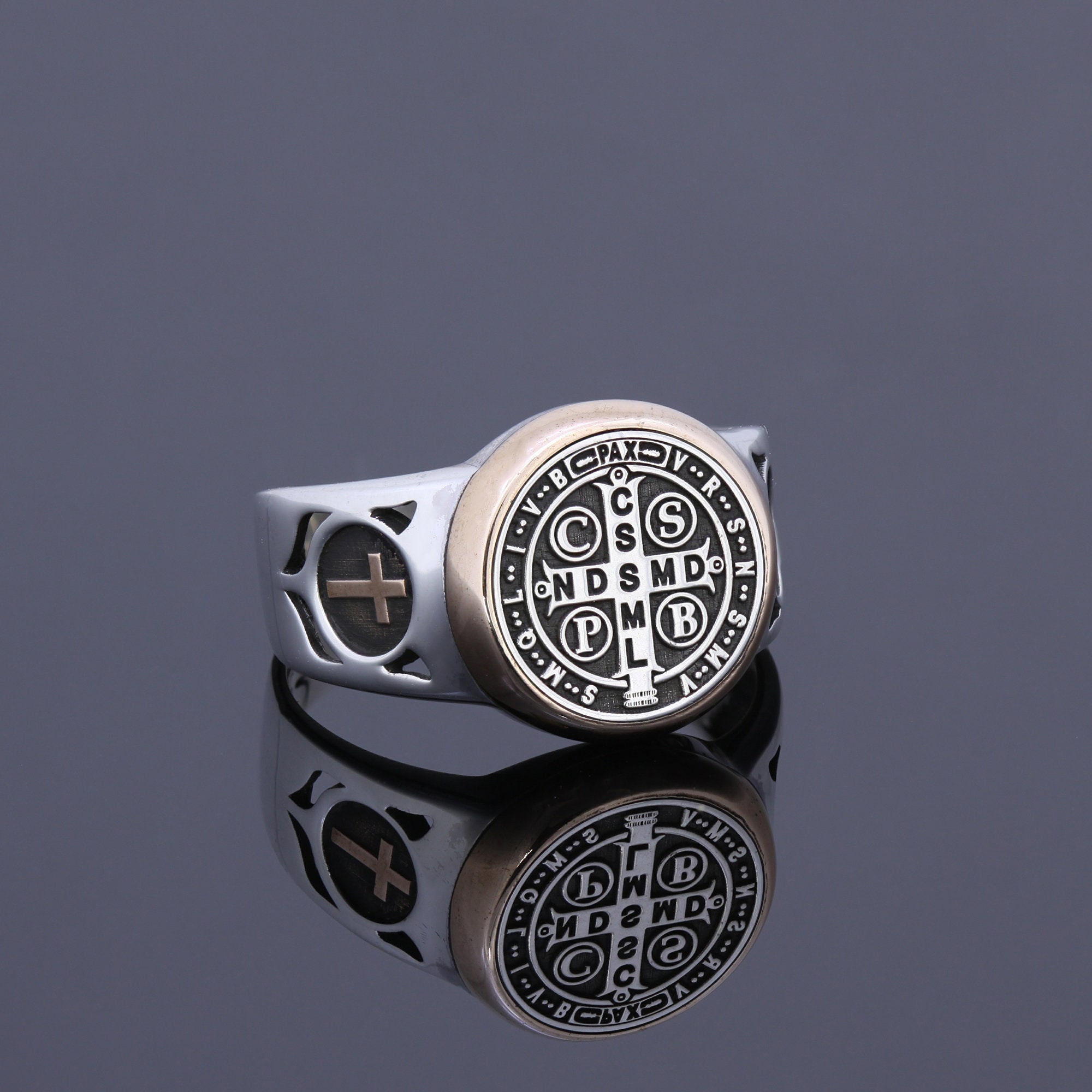 St. Benedict Medal Stainless Steel Christian Ring