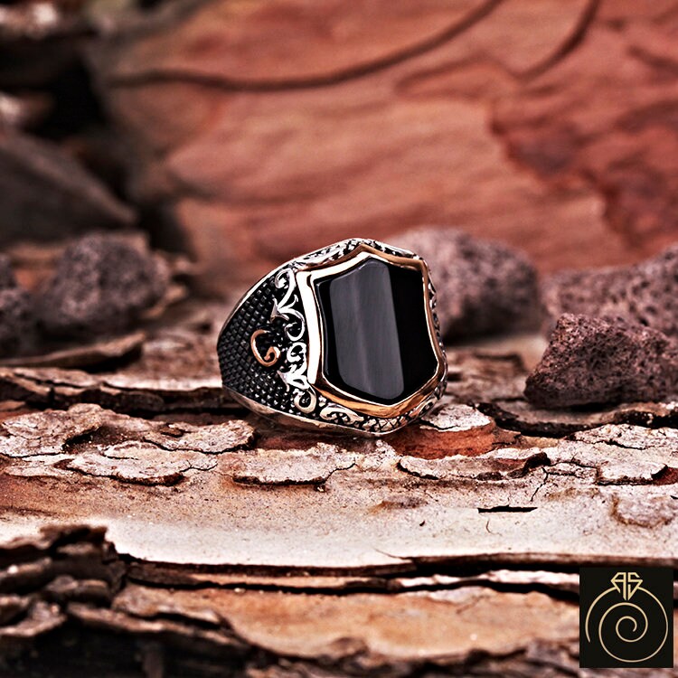 SILVER925 BIG ONYX DESIGN RING/シルバー/リング
