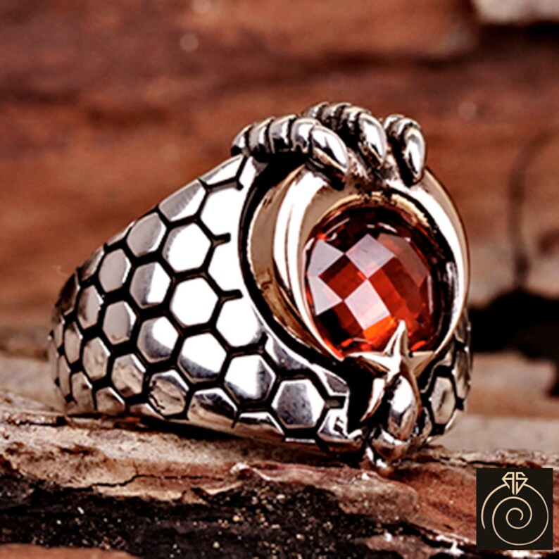 Cobble Ruby Men’s Red Ruby Cobblestone Promise Ring, Vintage Sterling Protection ...