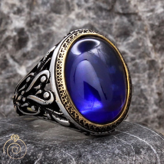 Antique Three Stone Sapphire Diamond Men's Ring - Antique Jewelry | Vintage  Rings | Faberge EggsAntique Jewelry | Vintage Rings | Faberge Eggs