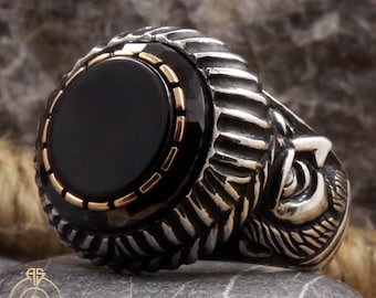 Imperial Heraldic Onyx Gemstone Statement Rings Silhouette