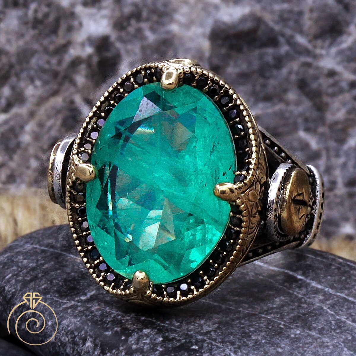 Paraiba Tourmaline Engagement Ring Green Gemstone Promise Etsy