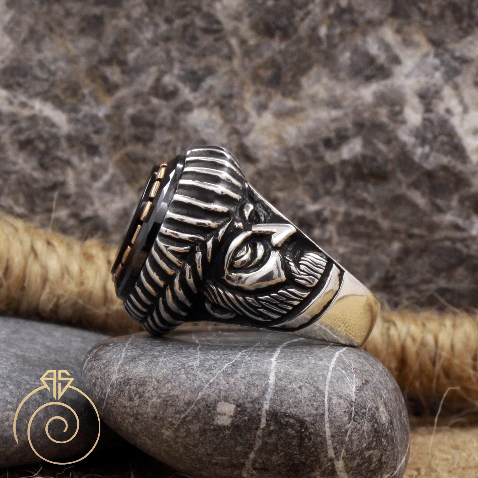 Imperial Heraldic Onyx Gemstone Statement Rings Silhouette