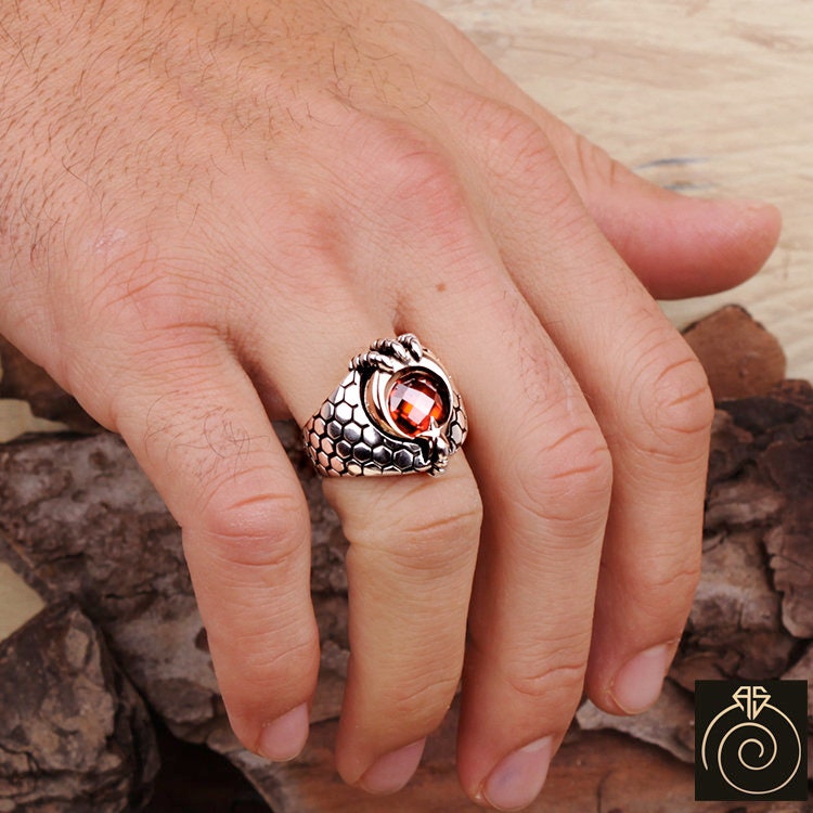 Cobble Ruby Men’s Red Ruby Cobblestone Promise Ring, Vintage Sterling Protection ...