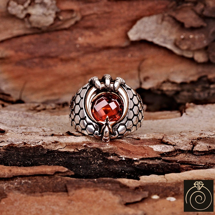Cobble Ruby Men’s Red Ruby Cobblestone Promise Ring, Vintage Sterling Protection ...