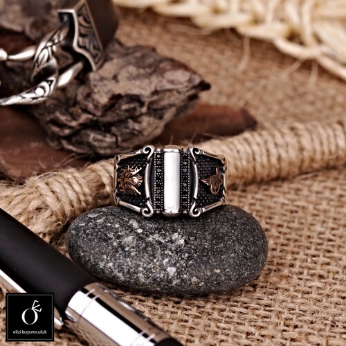 Men’s White Pearl Anniversary Ring, Engraved Sterling Silver Mother Of Pearl Wedding Band, shops Inspiration Awareness Jewelry, Turkish Gift Male