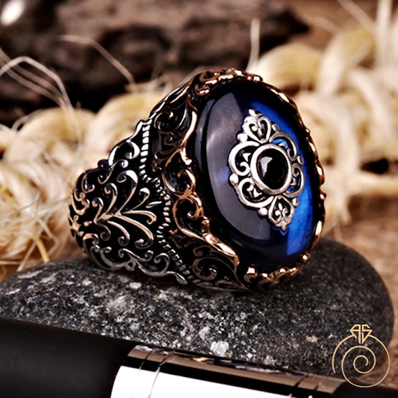 Mens ring with sapphire stone online