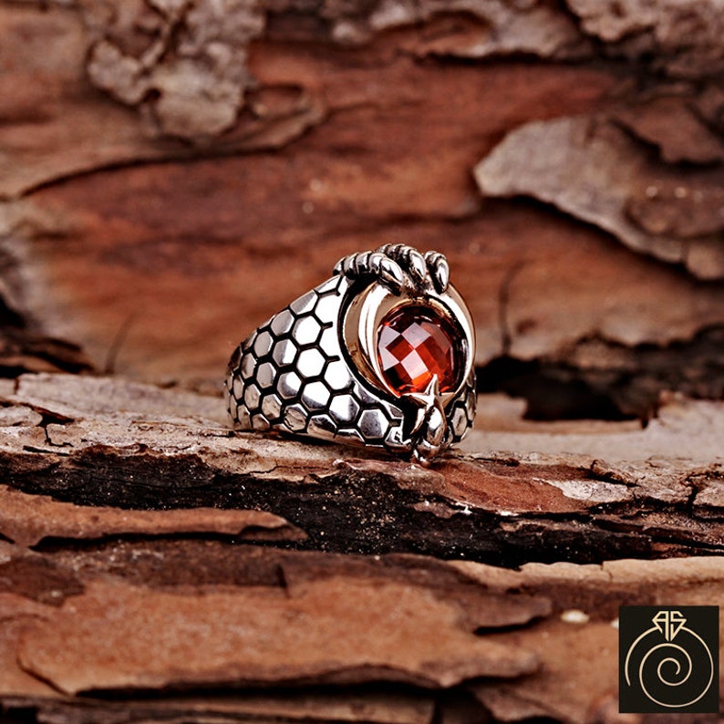 Cobble Ruby Men’s Red Ruby Cobblestone Promise Ring, Vintage Sterling Protection ...