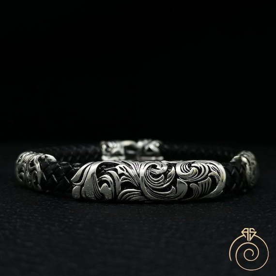 Unique Infinity Knot Double Chain Bracelet for Men in Sterling Silver