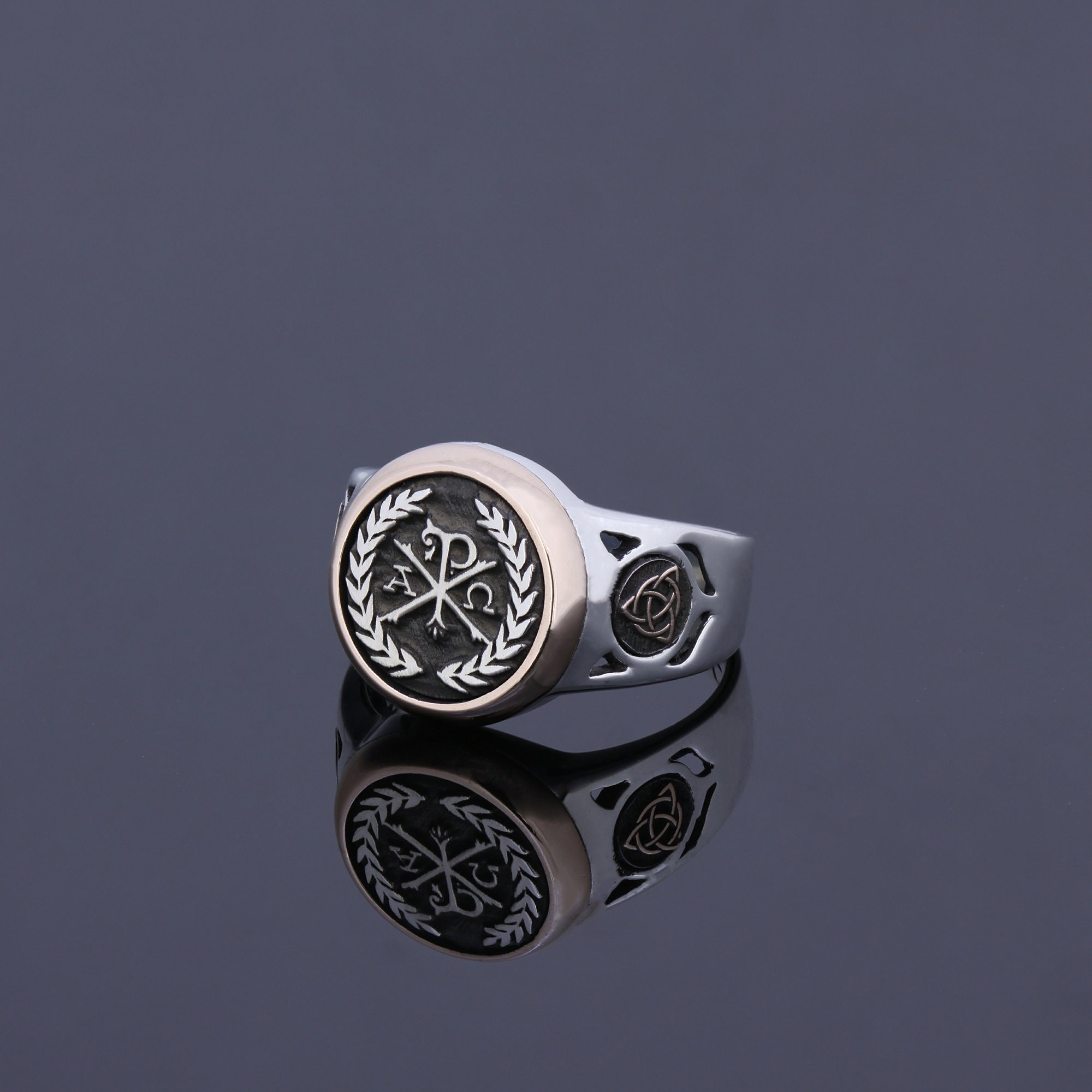 Mens Chi Rho Ring Christogram Christianity Triquetra Ring Christian ...