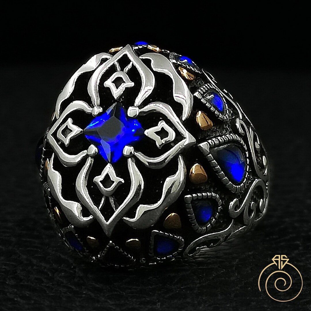 Mens Heraldic Pattern Ring Roman Cross Design Jewelry Carved - Etsy