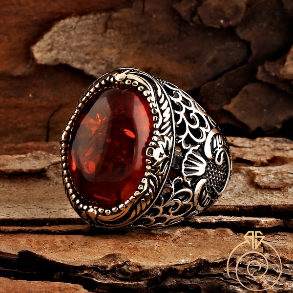 Mens Amber Ring Etsy