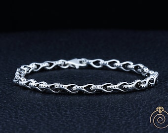 Mens Silver Bracelet, Unique Birthday Gift For Men Vintage Chain Bracelet, Anniversary Gift For Husband, Mens Link Bracelet, Boyfriend Gift
