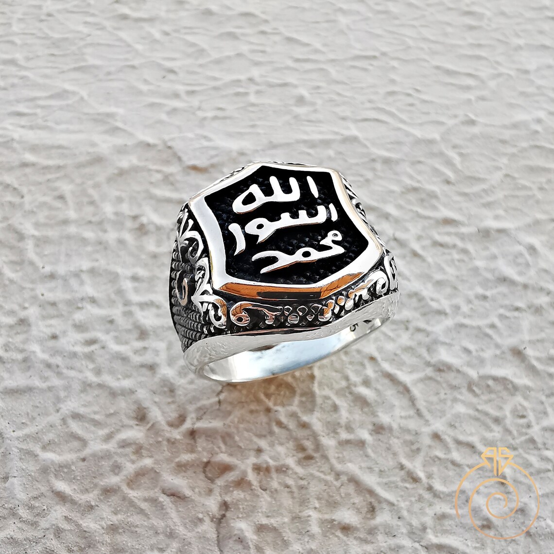 Unique Mens Rings Art Ring for Him Men Silver Engrave Arabic Man ...